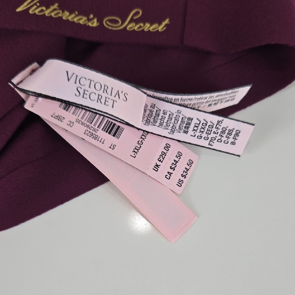 Victoria's Secret Lounge Unlined Scoop Bra Burgundy L-XXL - Picture 6 of 12